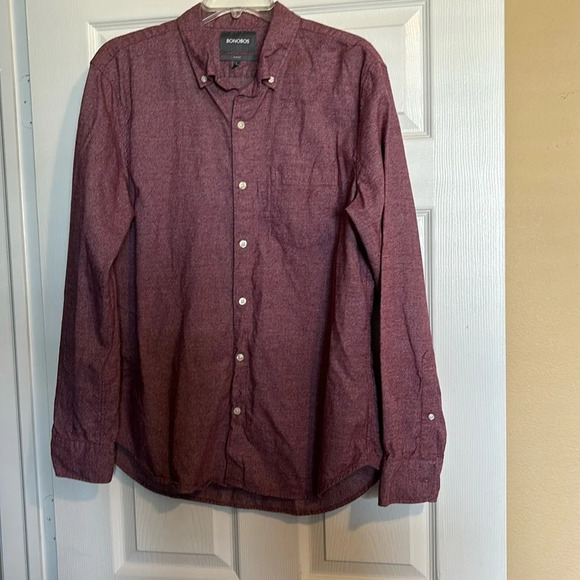 Bonobos men’s red slim fit long sleeve button down shirt size large - Picture 1 of 8